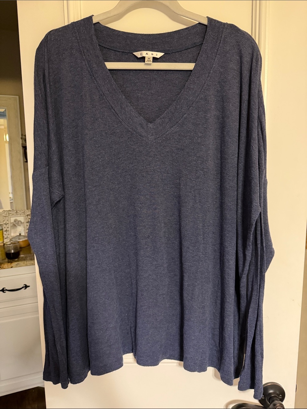 CAbi Navy V-Neck Long Sleeve Knit Top